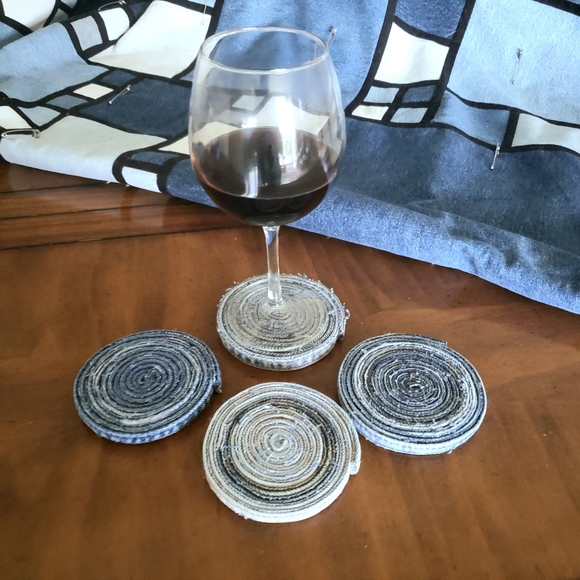 Handmade Denim Upcycled Coasters Set of 4